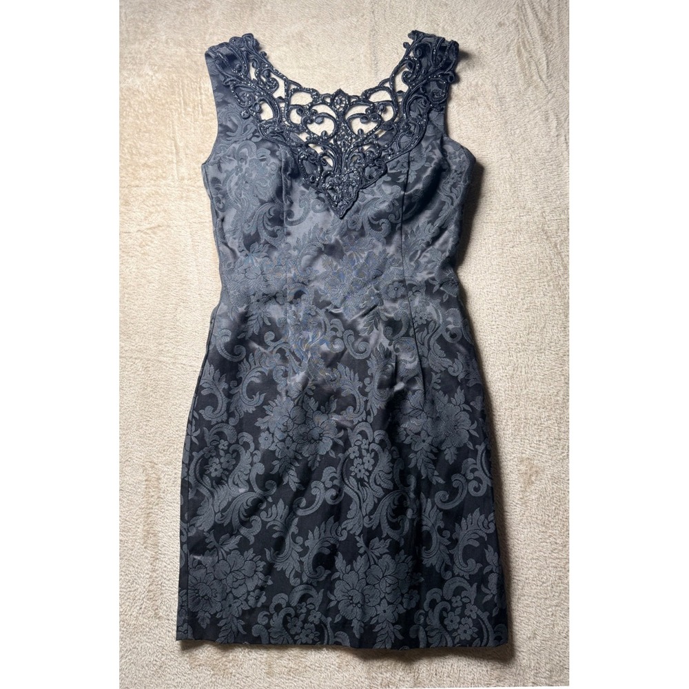 VTG Jessica McClintock Gunne Sax Damask  Dress 5/6 90s Victorian Whimsigoth Lace